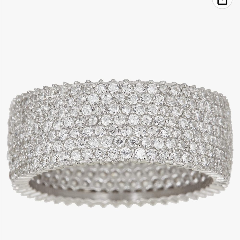 925 Sterling Silver Eternity Ring 7 Row Cubic Zirconia Micro-Pave Set Engagement